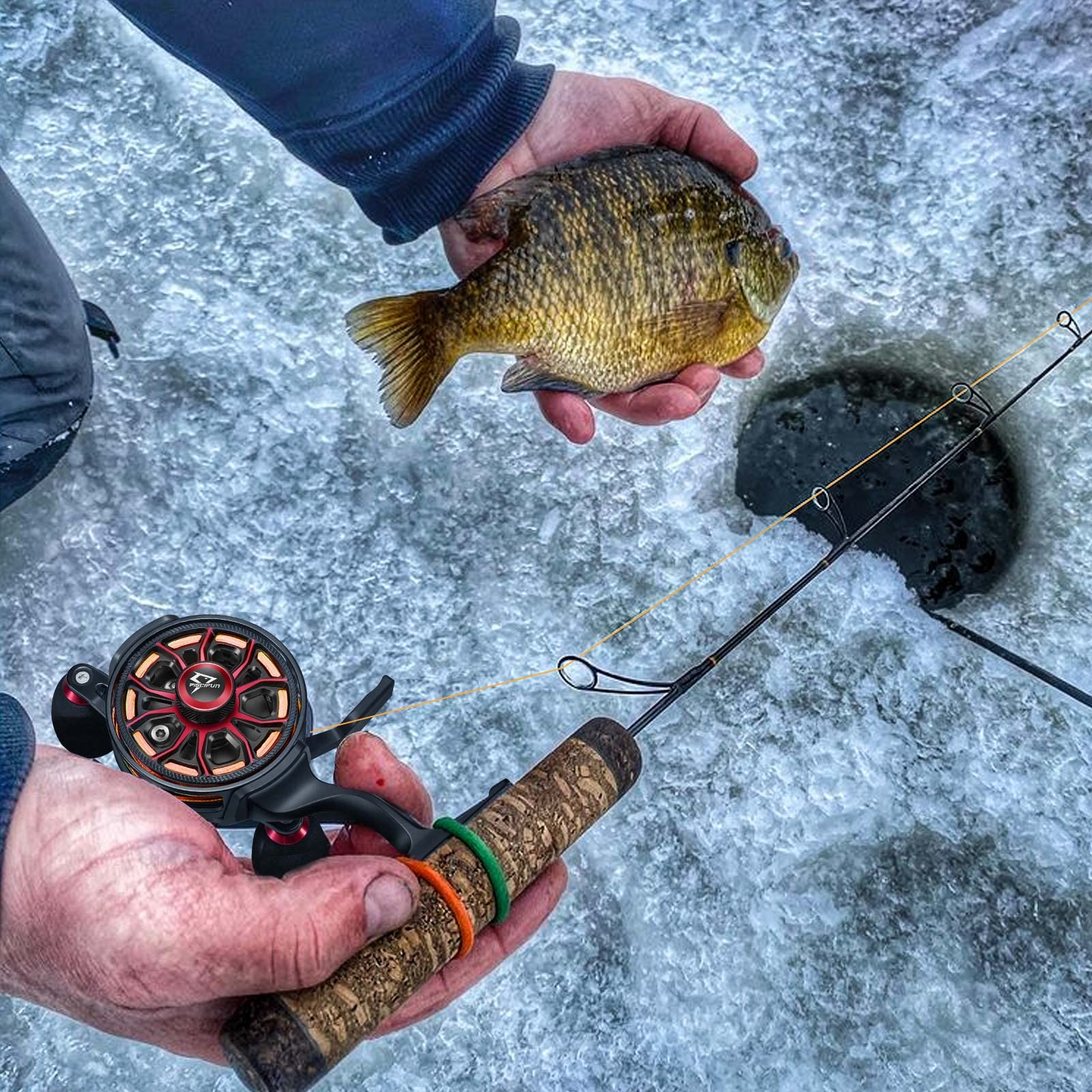 Piscifun ICX Carbon reel carbon frame offers lightness with rugged reliability in winter conditions.