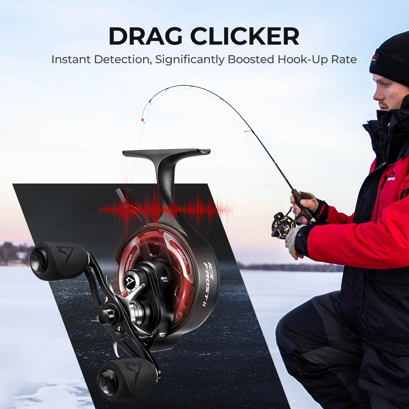 Piscifun ICX Frost II carbon fiber frame delivers durable, lightweight ice fishing performance.