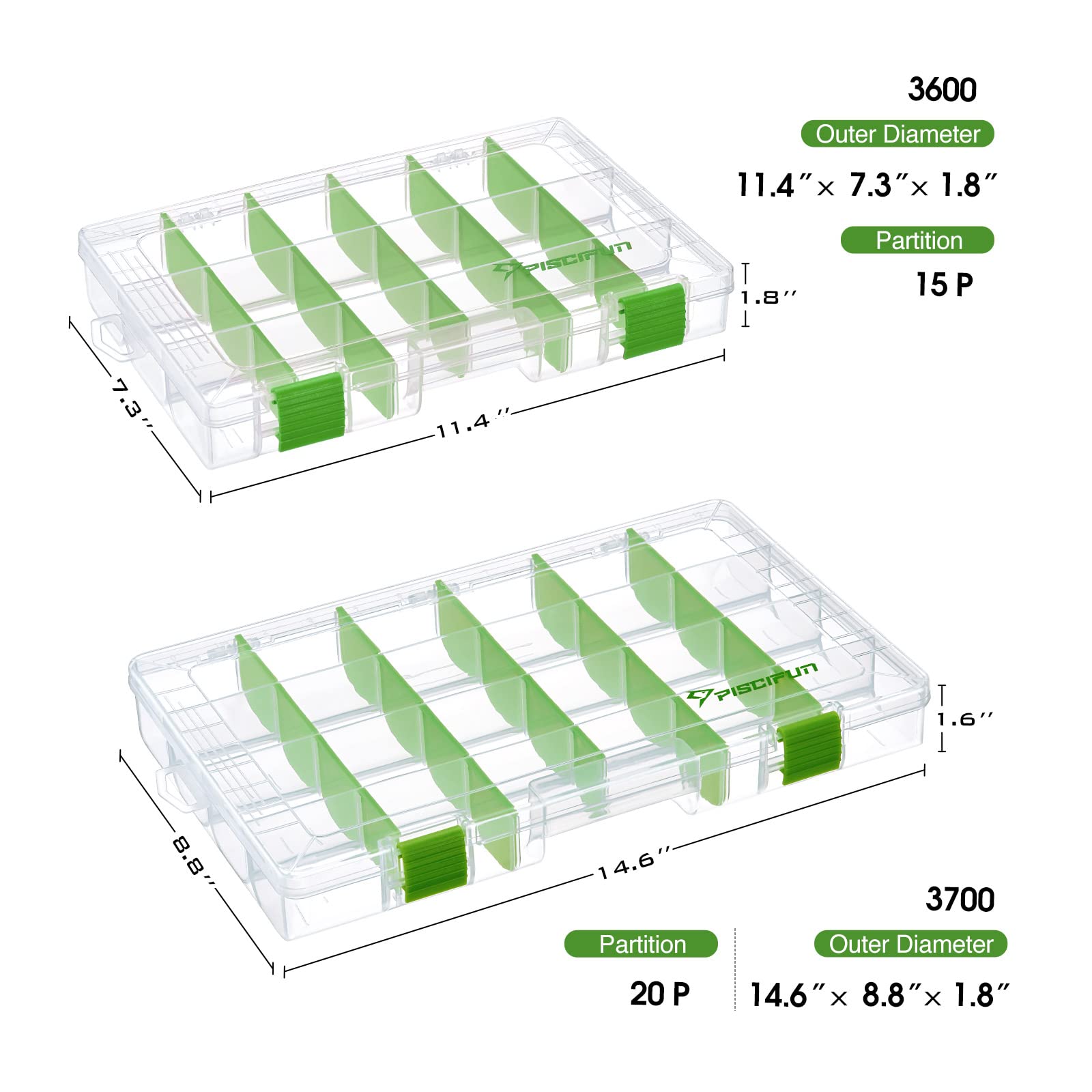 Removable dividers inside Piscifun 3700 tackle trays