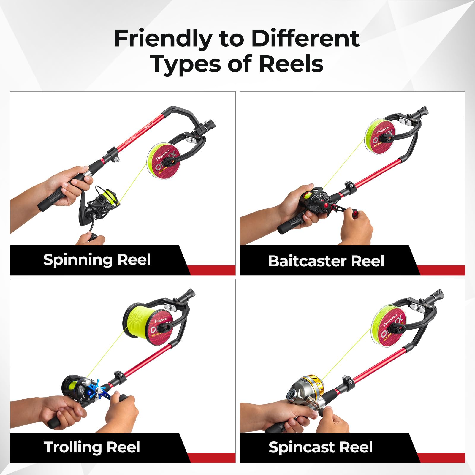 All-in-one spooling station compatible with multiple reel types