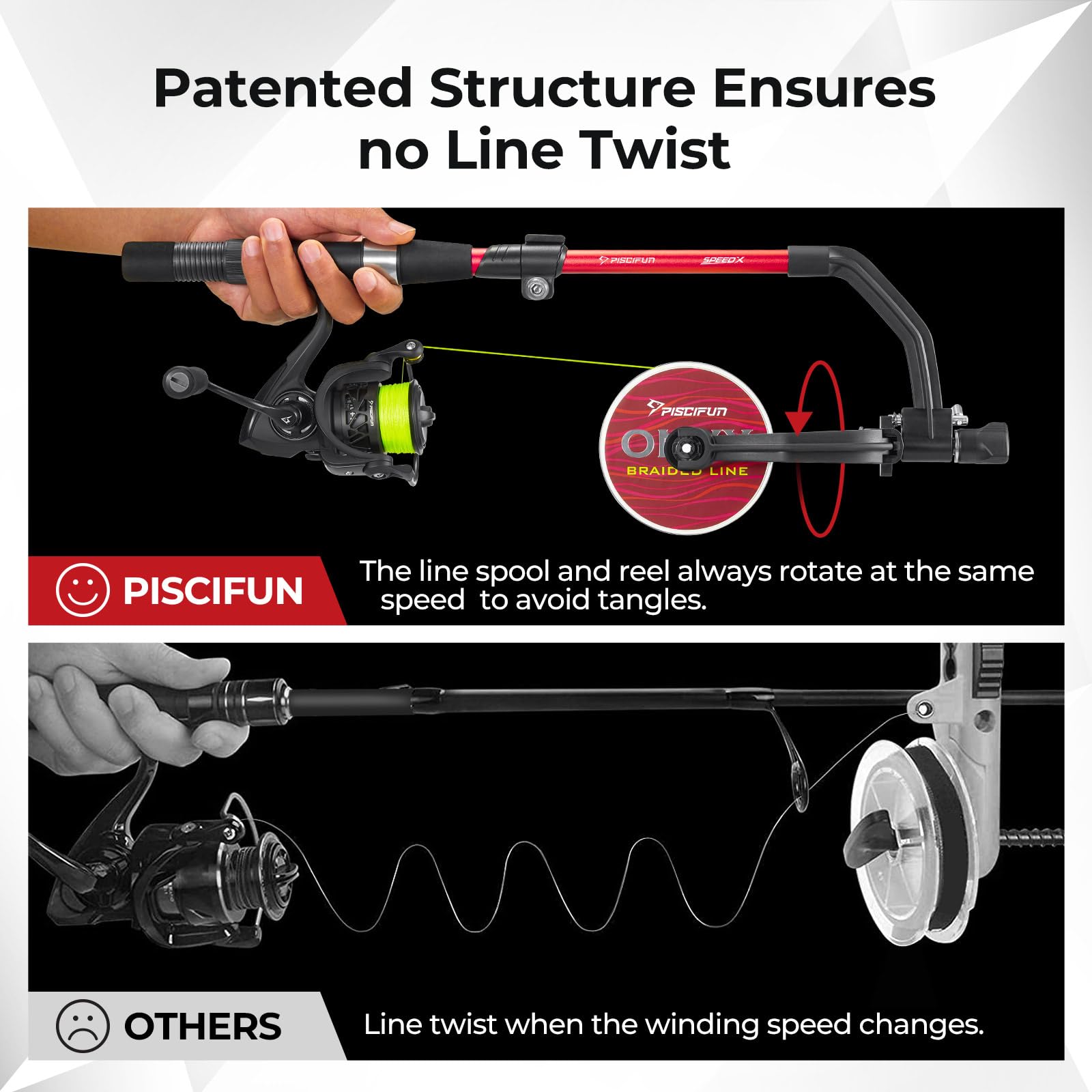 Line winder in use showing wind-back unwinding function