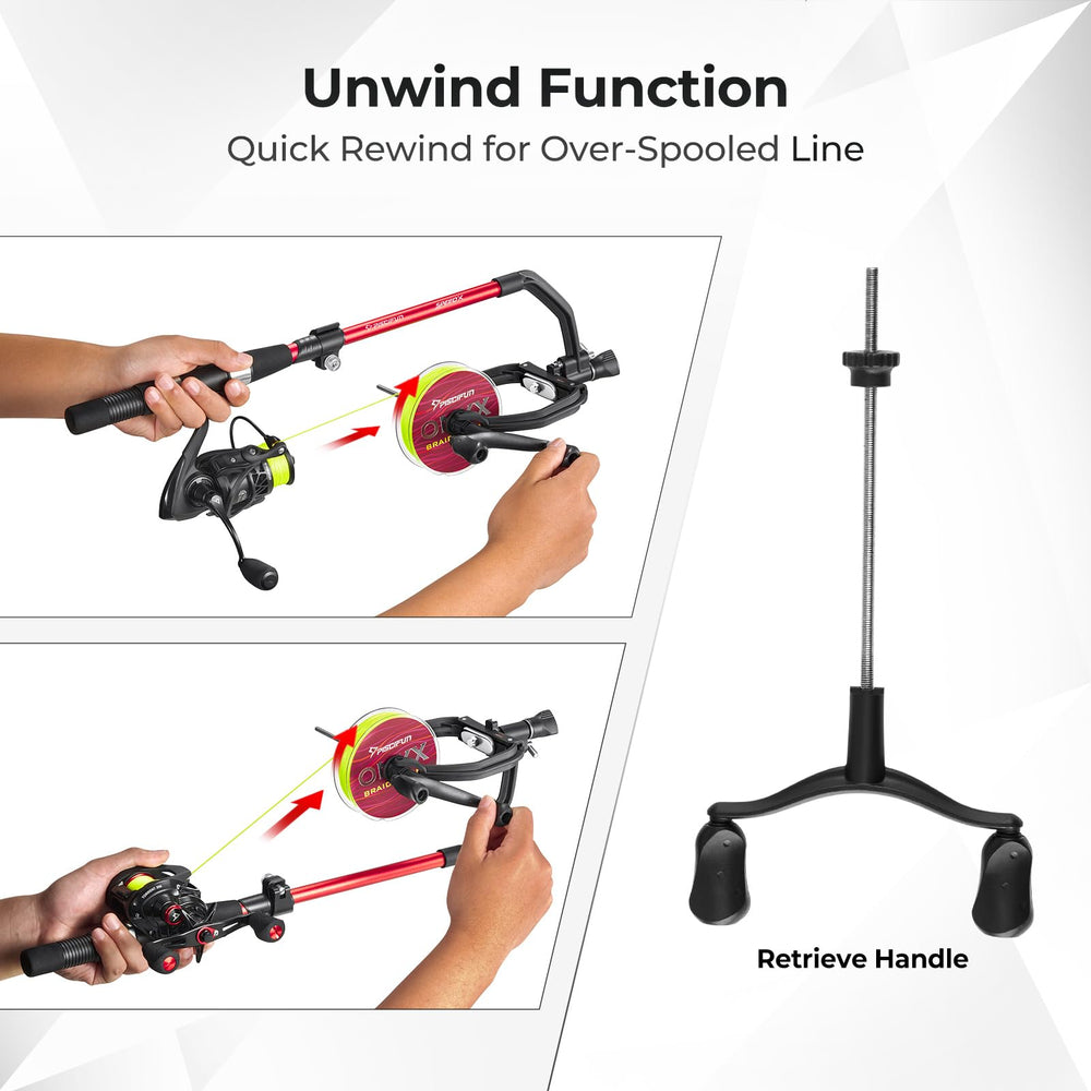 Adjustable aluminum middle handle on Speed X line winder