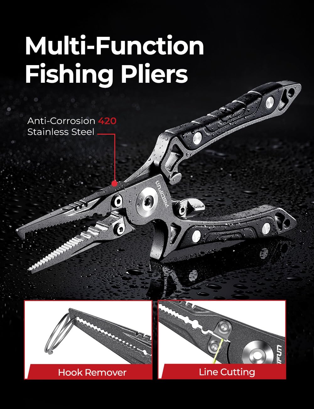 Heavy-duty stainless steel fishing pliers for extreme durability