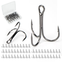 Piscorush treble hooks high carbon steel closeup with ultra-sharp points for strong hooksets.