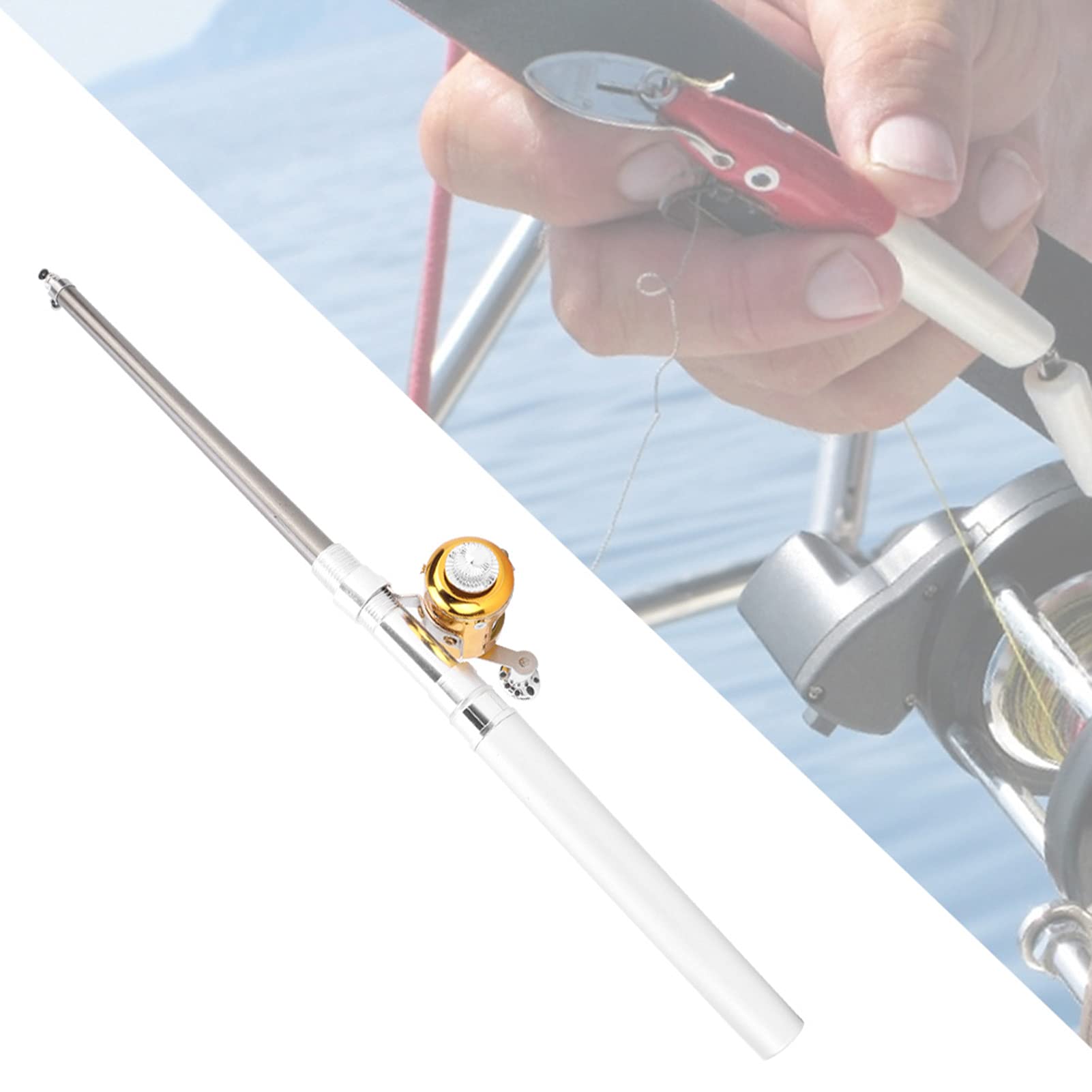 Pissente pen reel close-up highlighting aluminum alloy construction.