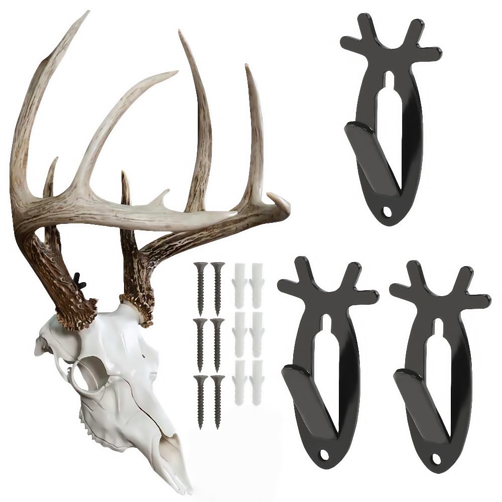 PIT66 European mount skull hanger front view with sleek antler-inspired design for display