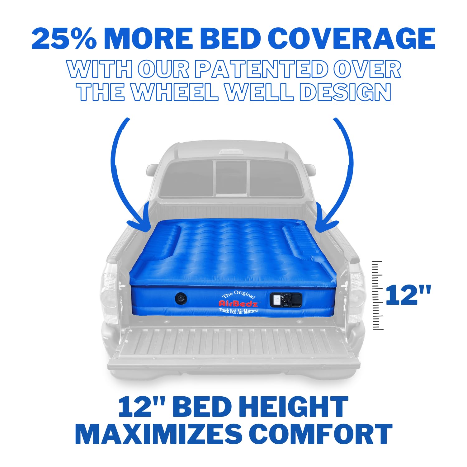 Pittman Outdoors AirBedz built-in pump image demonstrates quick inflation for camping