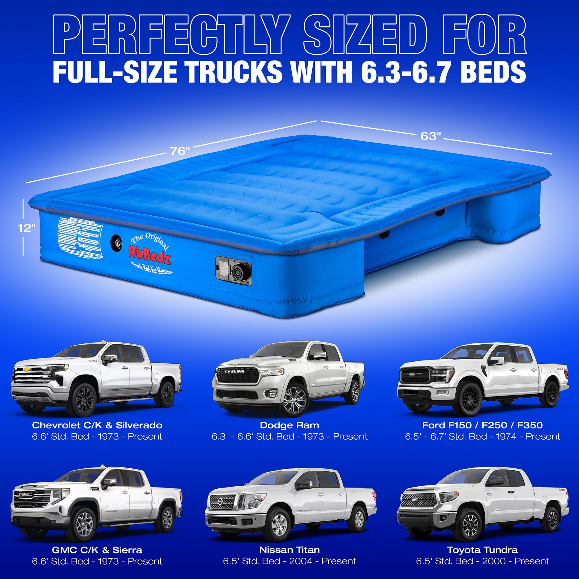 Pittman Outdoors AirBedz fit-size image confirms precise truck bed compatibility