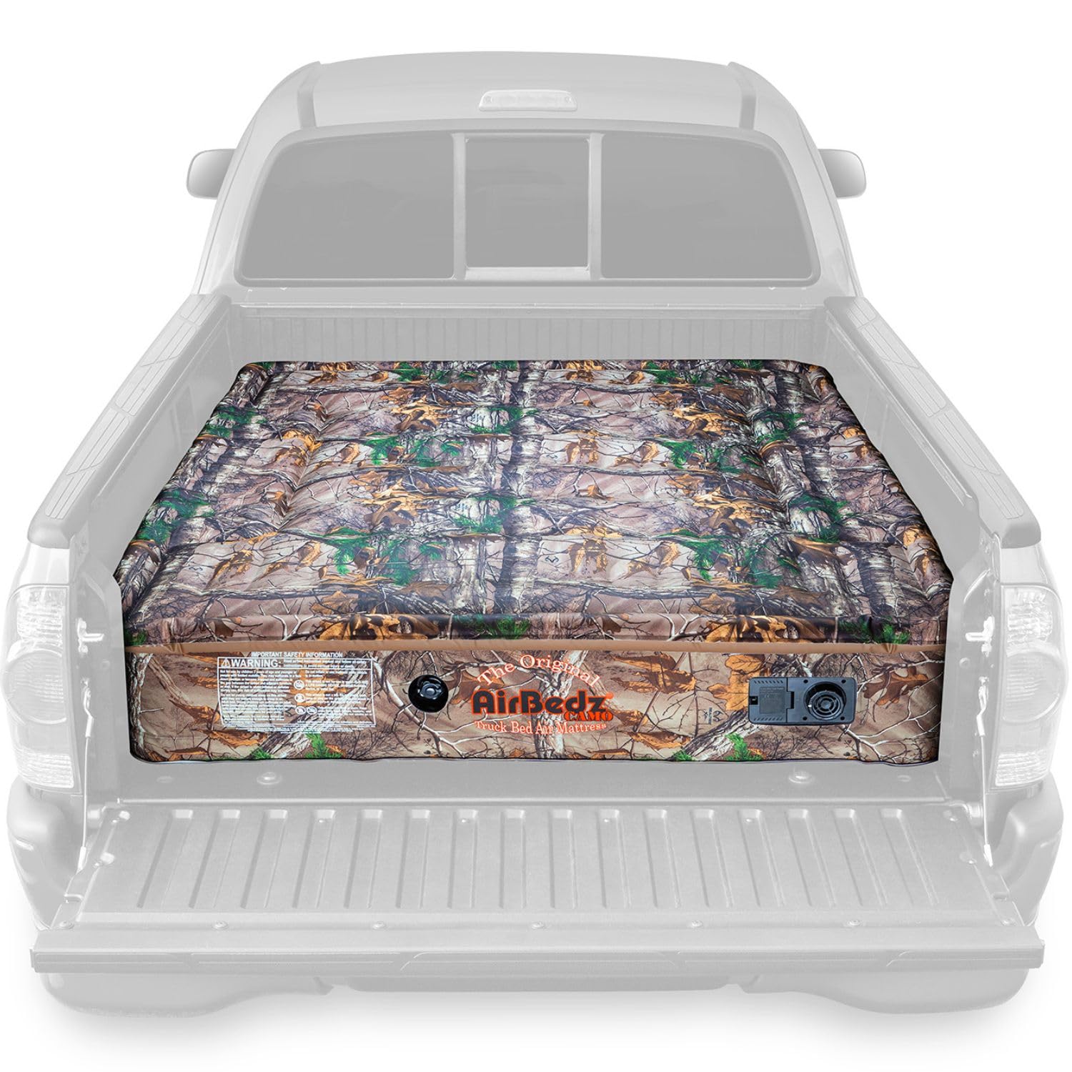 Pittman Outdoors AirBedz camouflage truck bed setup around wheel wells for full-bed comfort