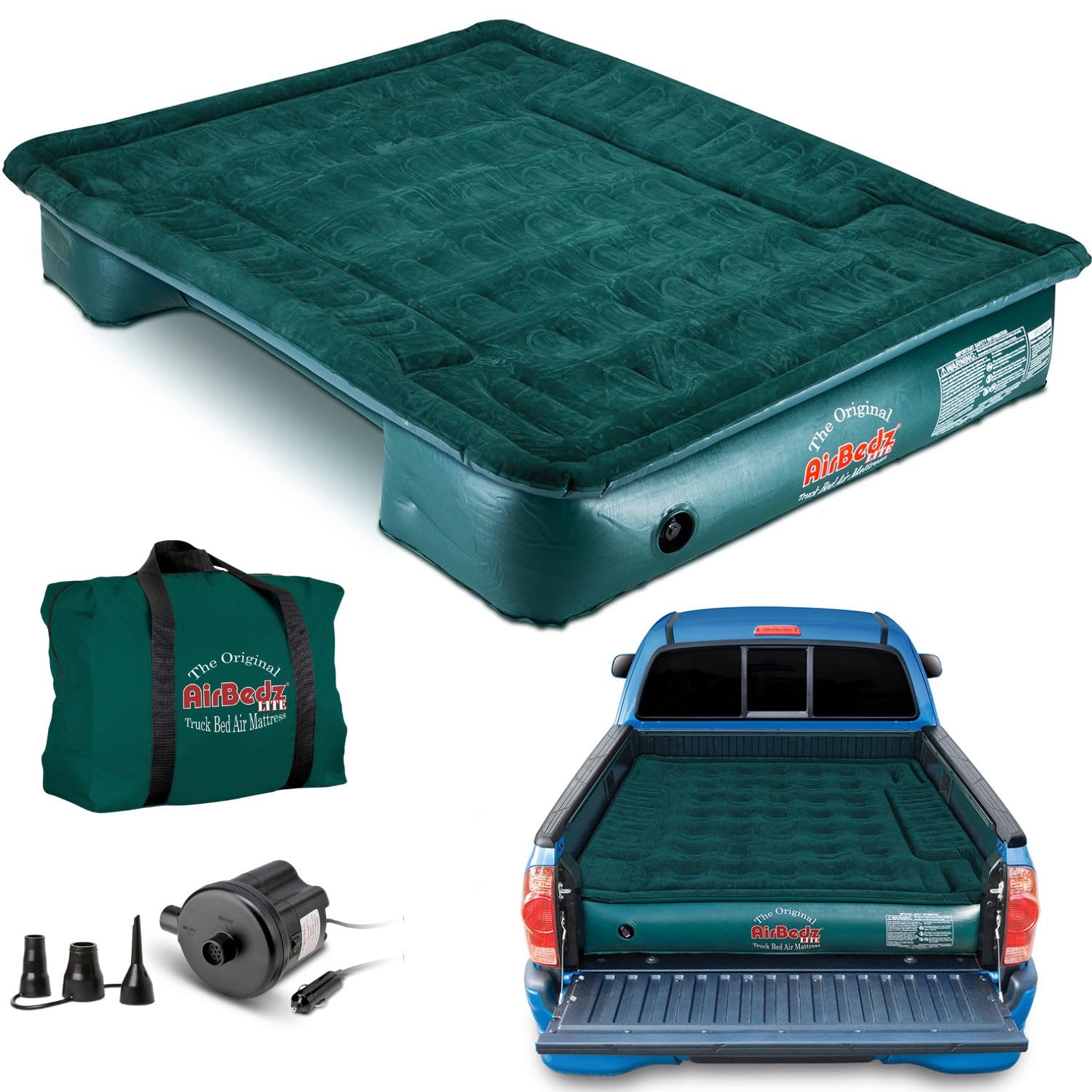 Pittman Outdoors AirBedz Lite inflated full-size bed across a truck bed for comfort
