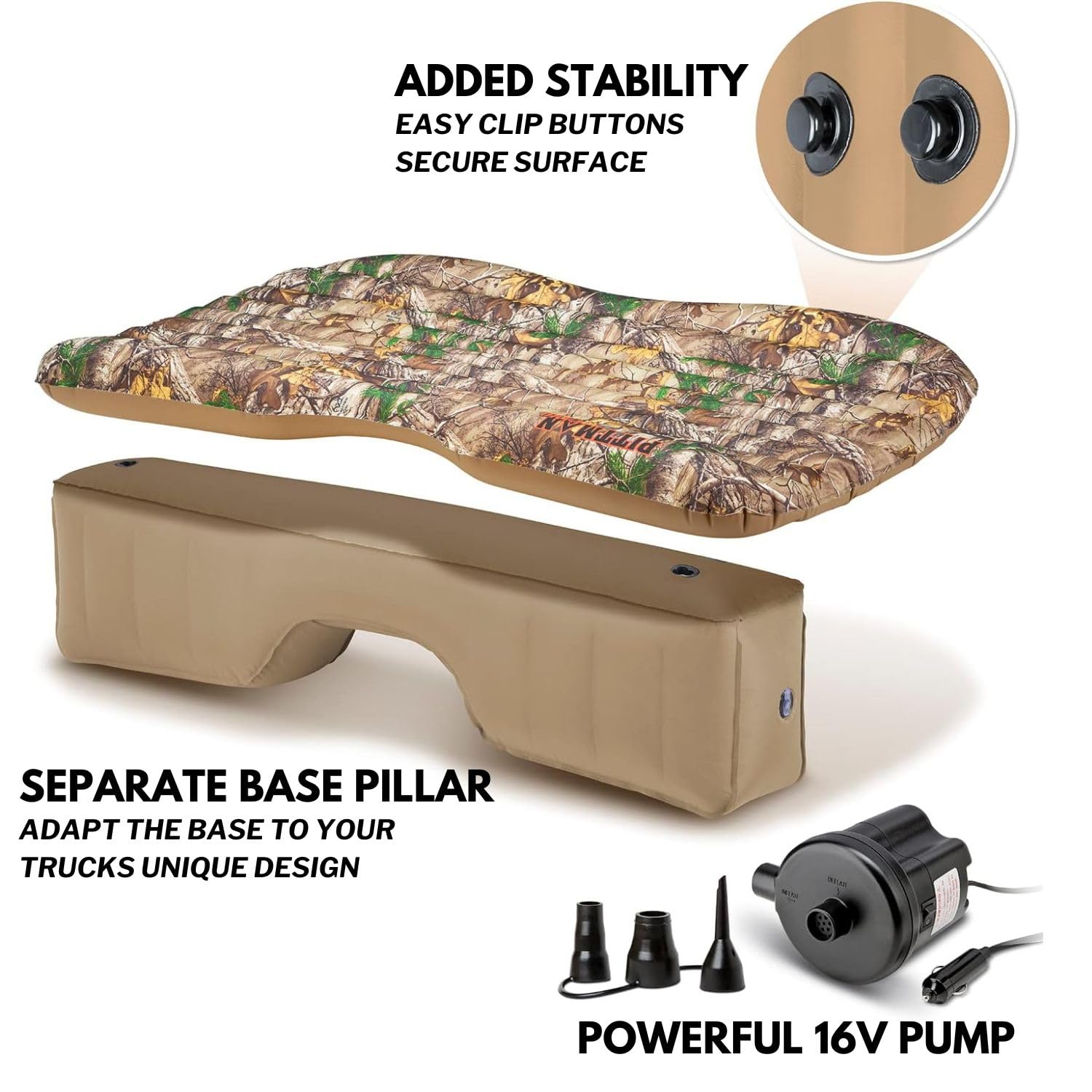 Pittman Outdoors AirBedz pillow and storage bag simplify packing.