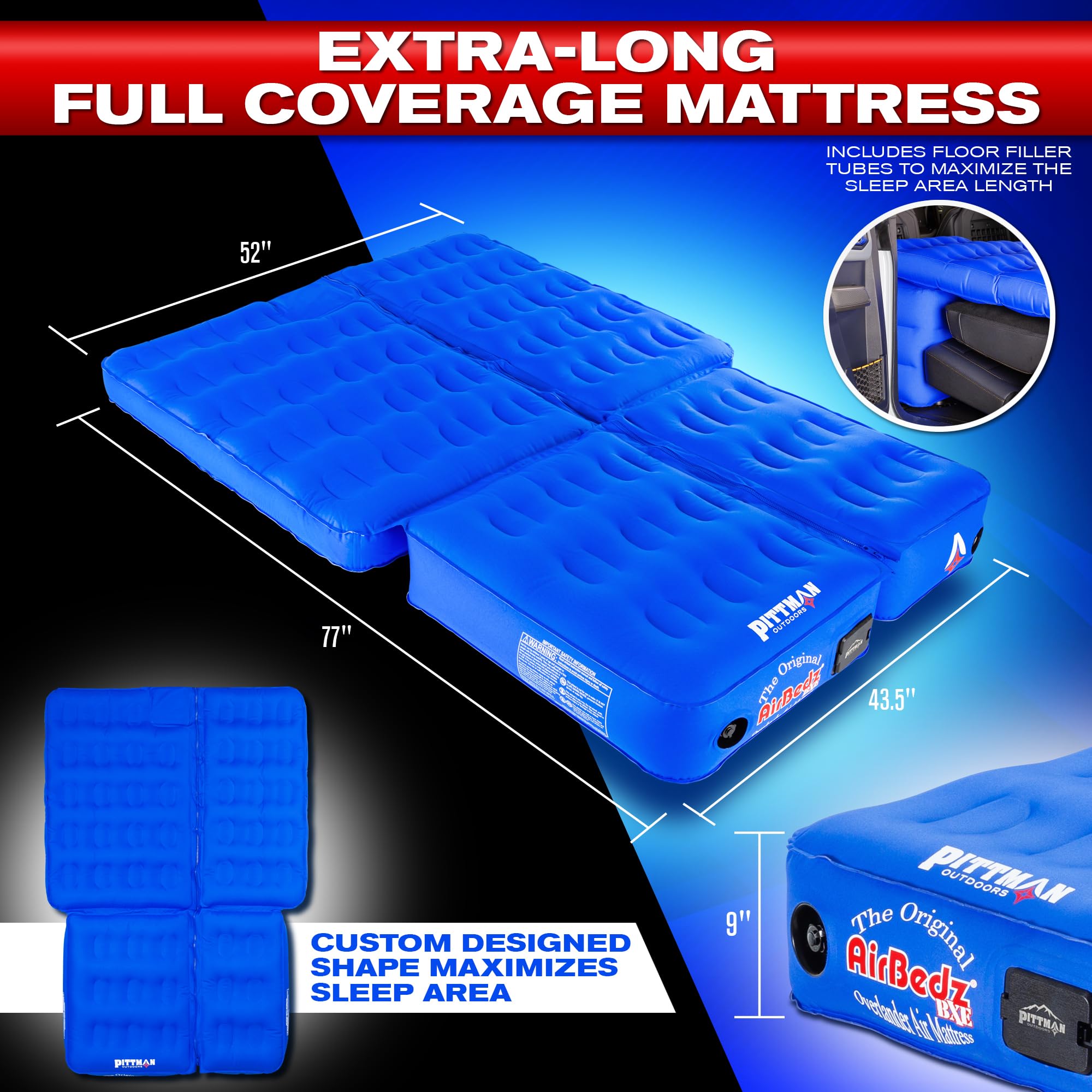 Pittman Outdoors 6'4 in sleep length supports full-night comfort on trips.