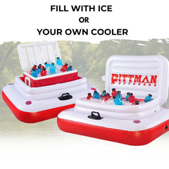 Sturdy handles on the Pittman Outdoors floating ice chest for easy carrying and docking.