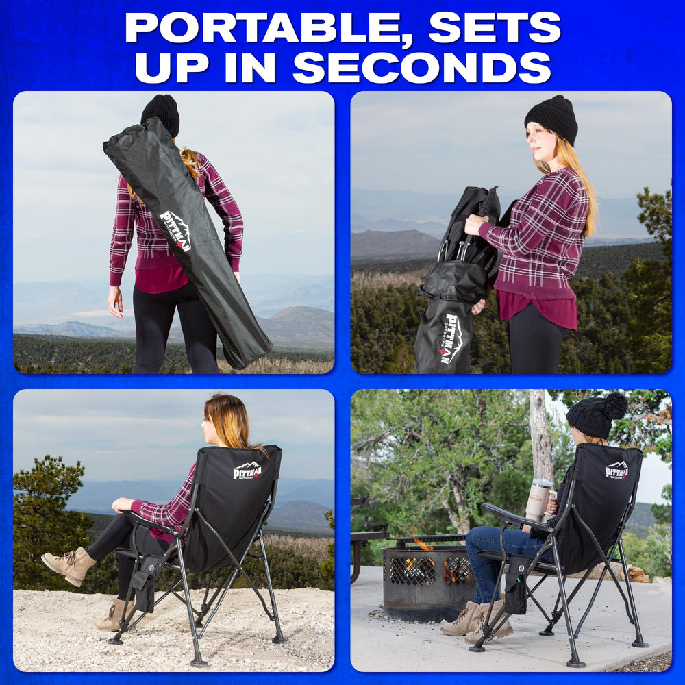Pittman Outdoors heated chair combines strong materials with light weight for portability.