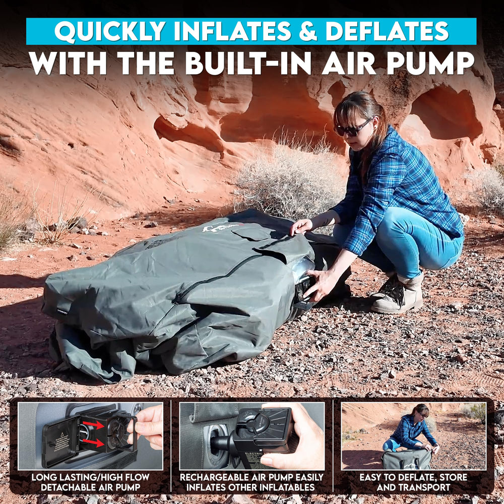 Pittman Outdoors inflatable couch carry bag for easy transport.