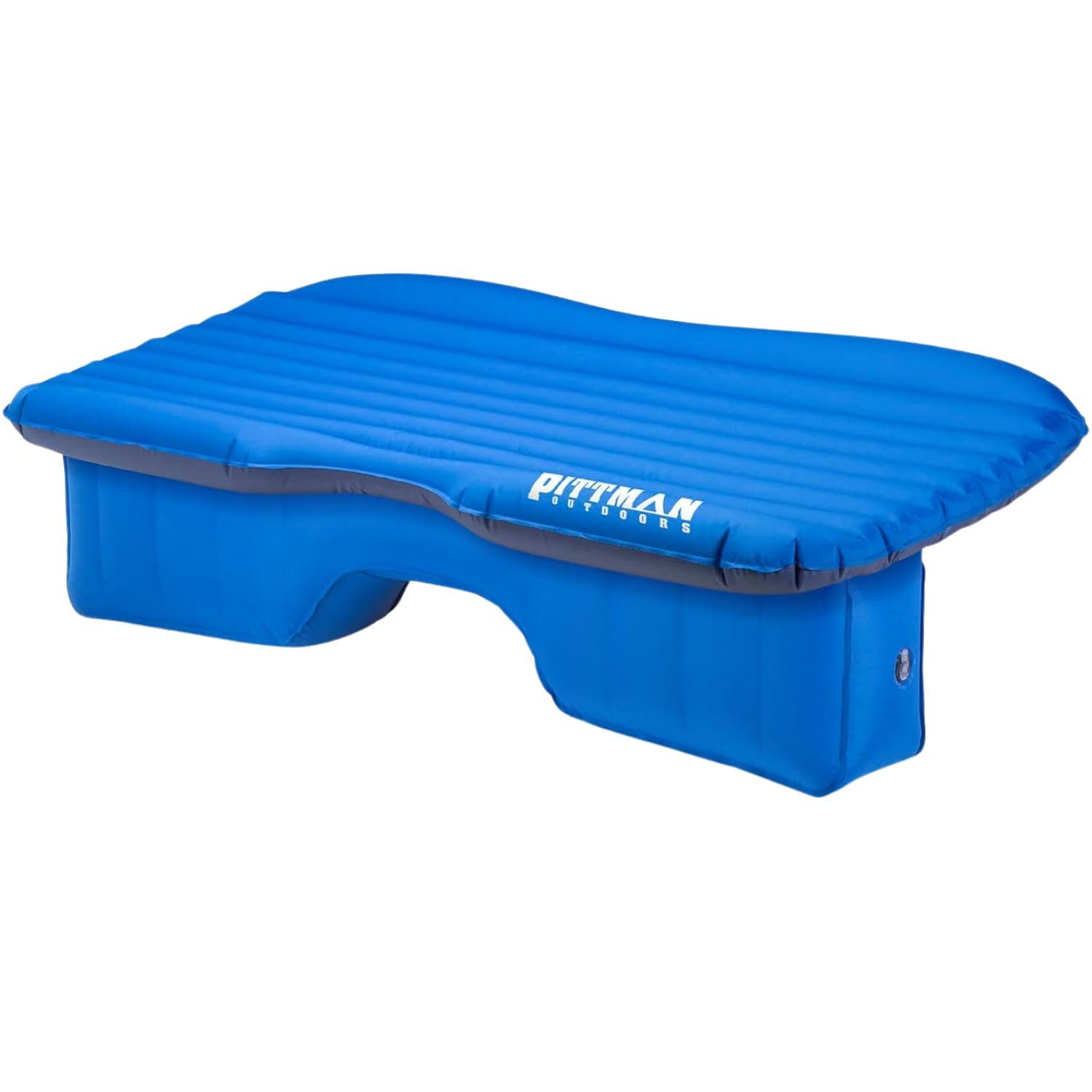 Pittman Outdoors inflatable rear seat mattress in a truck back seat for comfy trips.