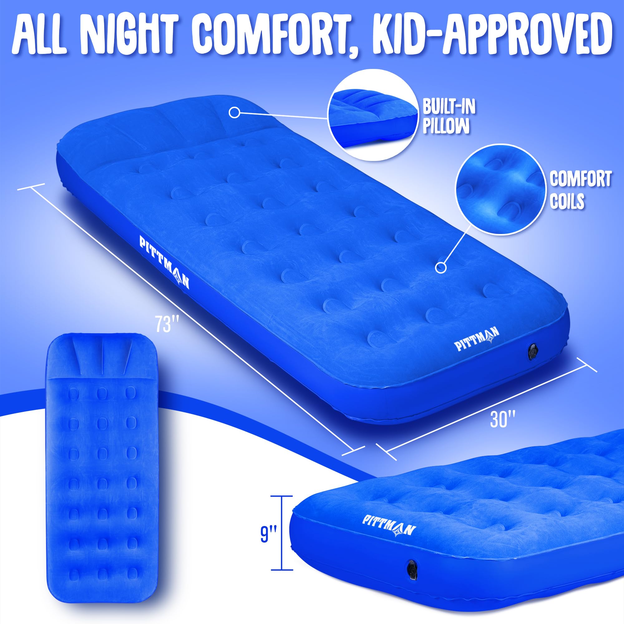 Pittman Outdoors comfort coil nine-inch design supports kids securely.