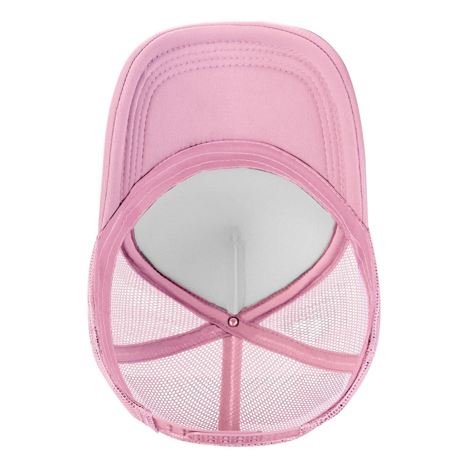 Piuuixe Cunt Funny Adjustable Mesh Trucker Hat Pink, adjustable buckle for a comfortable fit.