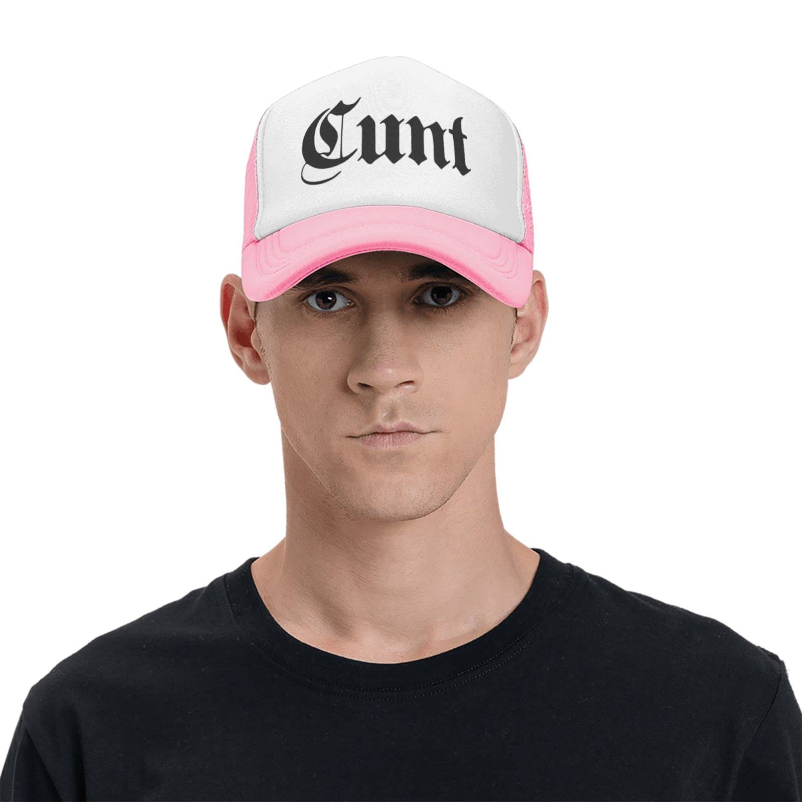 Piuuixe Cunt Funny Adjustable Mesh Trucker Hat Pink, daily wear for casual outings.