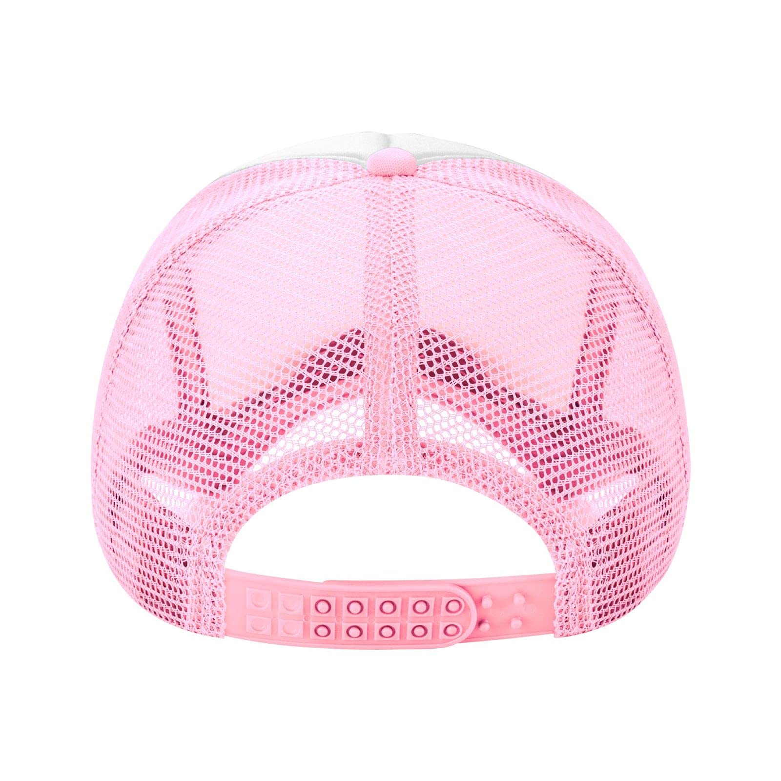 Piuuixe Cunt Funny Adjustable Mesh Trucker Hat Pink, close detail stitching.