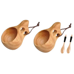 pizarra Nordic wooden cup kuksa showcasing natural grain for outdoor drinking.