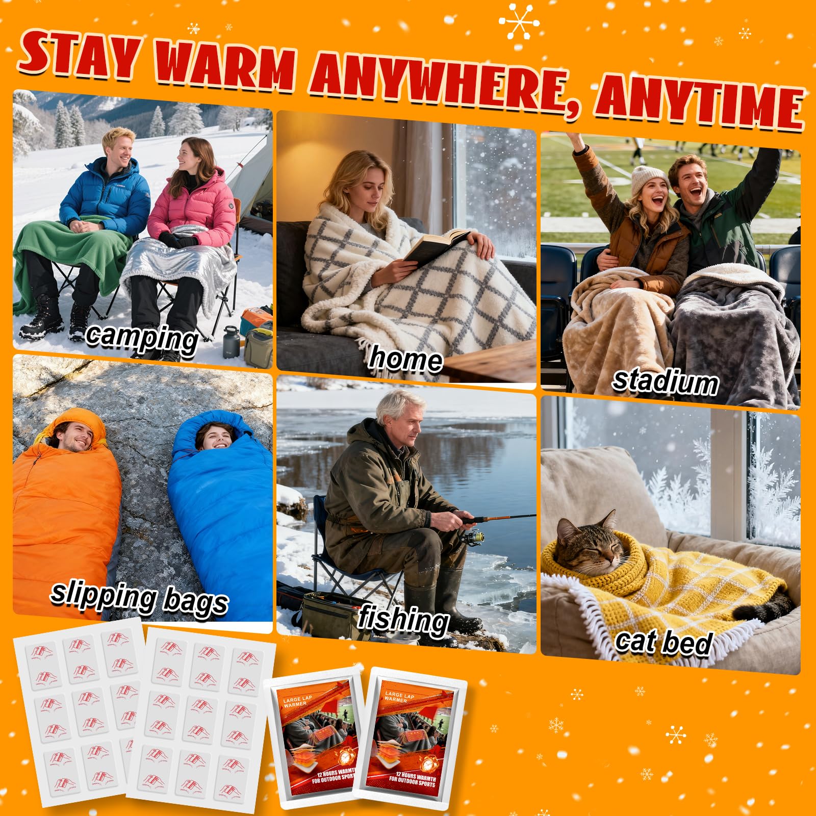 PJT lap warmers shown at a campsite ready for extra warmth during camping.