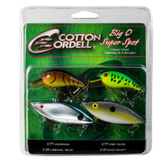 Cotton Cordell Big O and Super Spot Classic 4-Pack Crankbait Lures - includes 2 Big O and 2 Cotton Cordell Spots (PK4CC3)