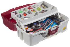Plano 1-Tray Tackle Box open to reveal cantilever tray with adjustable compartments.
