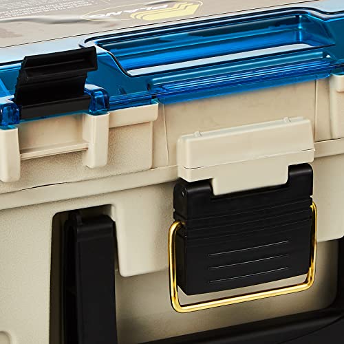 Plano 1349-00 brass bail latches secure the tackle box during transport