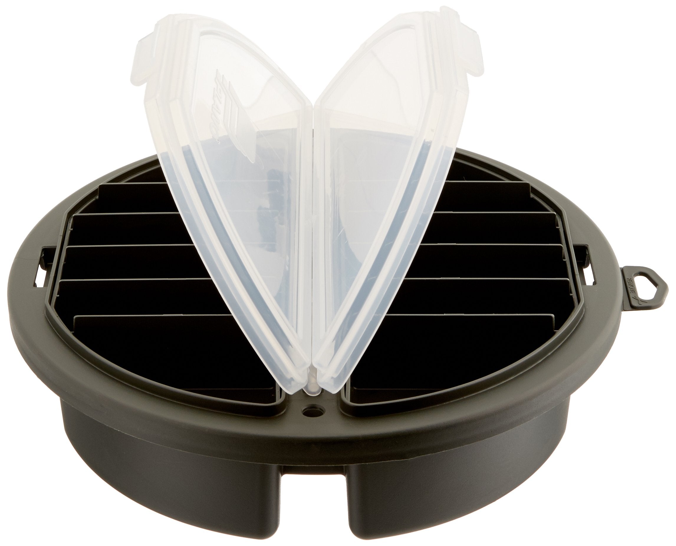 Plano bucket topper shows removable bottom and interior access for bulk storage.