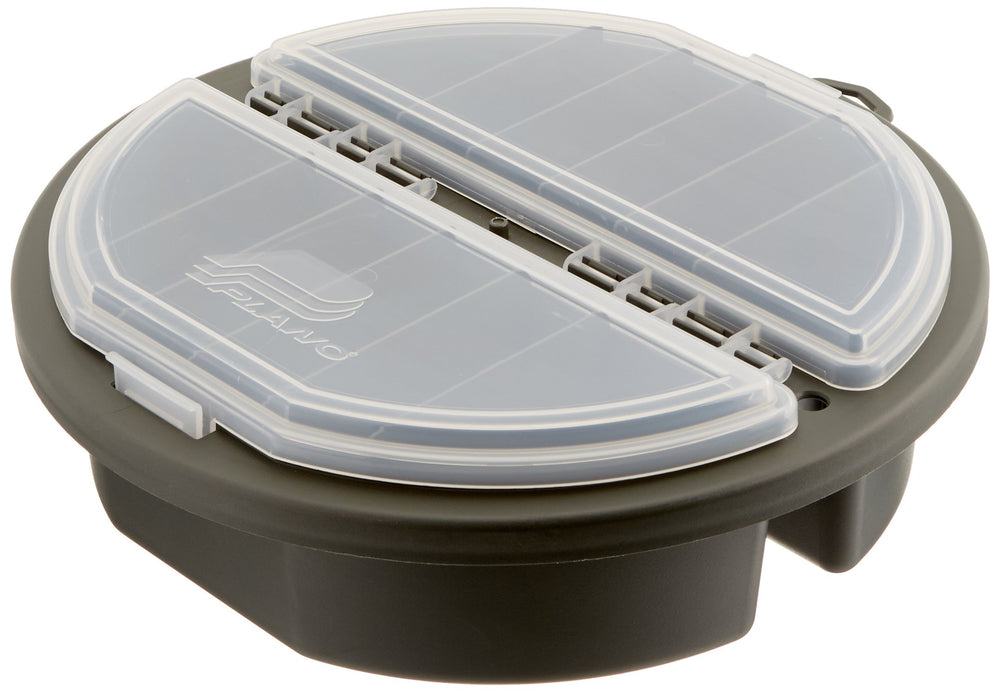 Plano 5-gallon bucket topper with two-tier top trays for tackle organization.