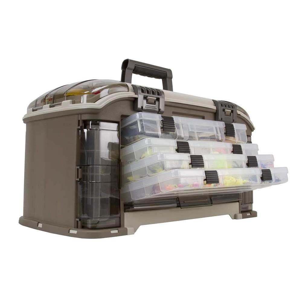 Plano 787 Angled Guide includes seven waterproof StowAway boxes for versatile storage.