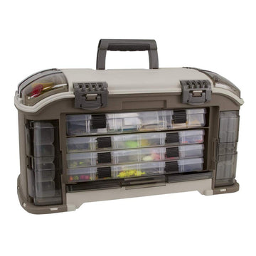 Plano 787 Angled Guide Series Stowaway cover shows easy-access organization for lures.