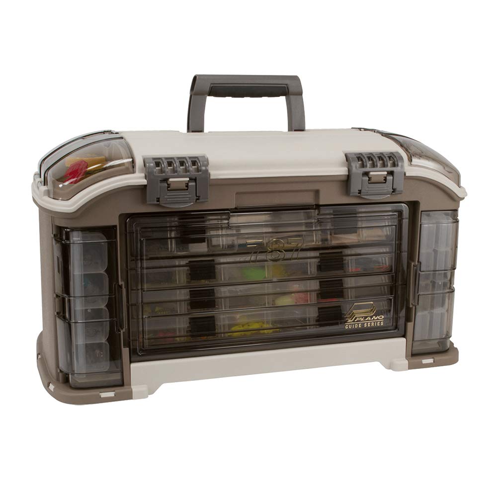 Plano 787 Angled Guide interior-drawers show configurable compartments for customized tackle storage.