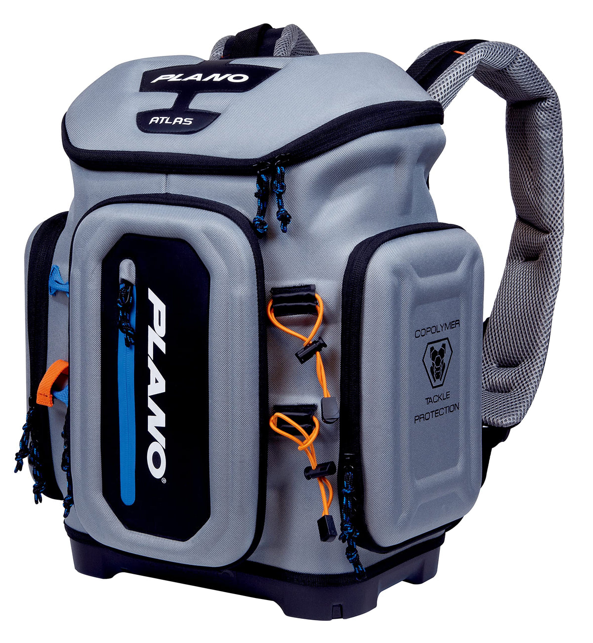 Plano Atlas 3700 tackle backpack gray base shows rugged waterproof foundation for gear transport