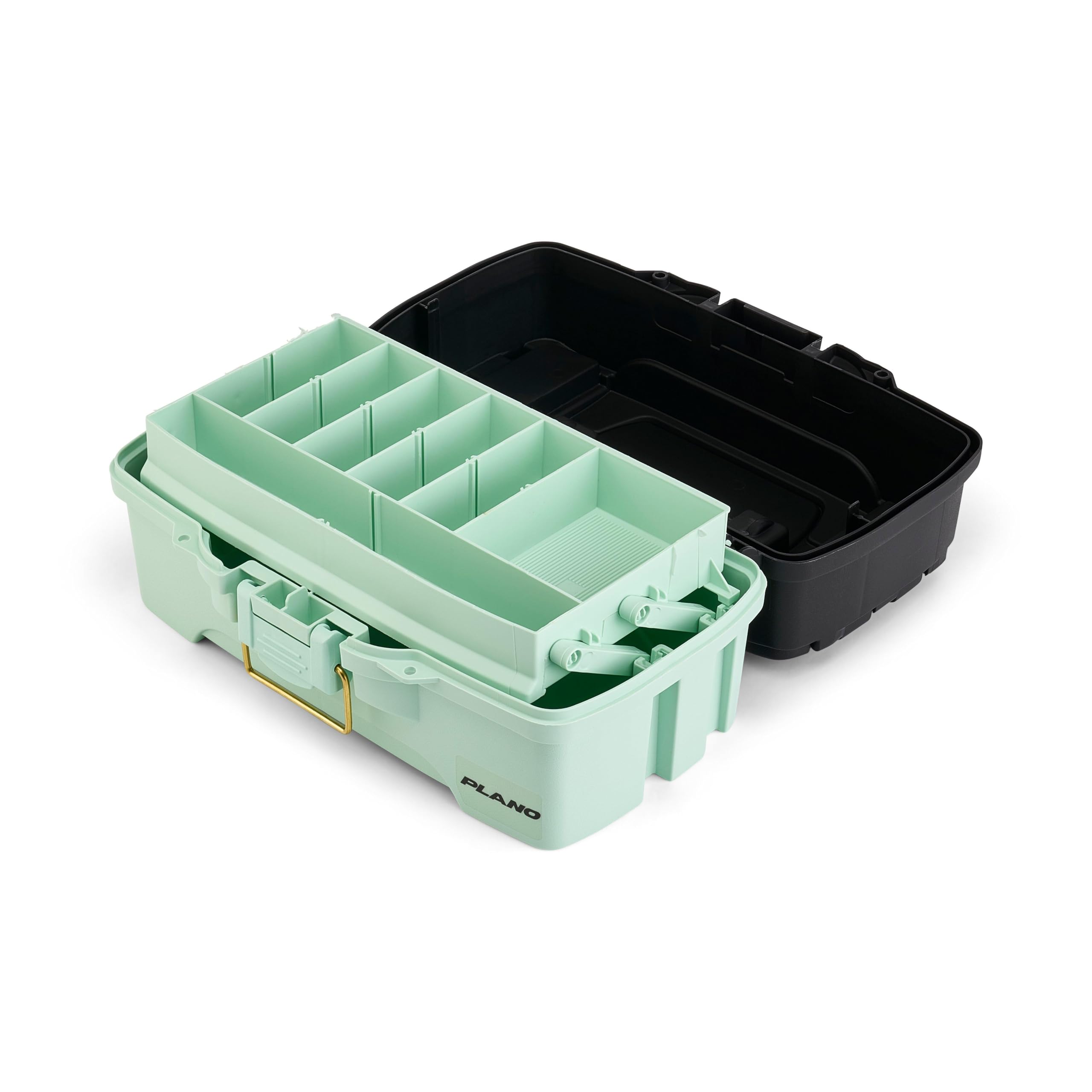 Plano Catch All Tray Tackle Box Kit rust-proof latch protects tackle during transport.