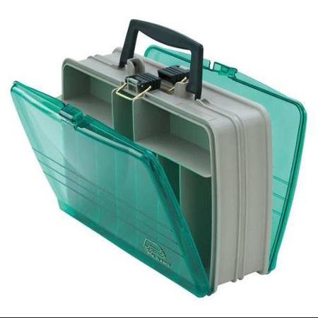 Plano double sided satchel side view showing slim design and sturdy carry handle