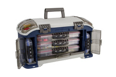 Plano Elite Series system with lid open showing three StowAway boxes for easy access to gear.