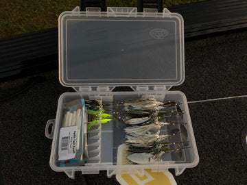 Plano Elite Spinnerbait StowAway 3700 inside view shows organized tackle and quick access.