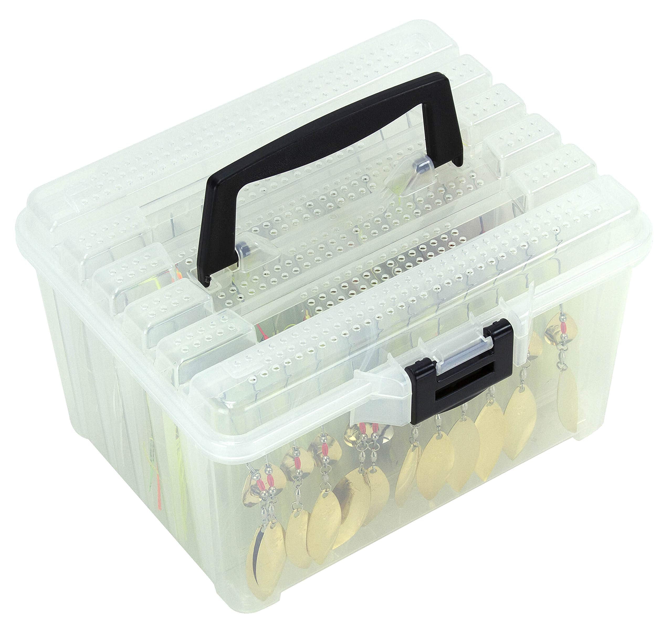 Transparent lid view on Plano Frabill Hydro-Flo Stowaway for fast content checks.