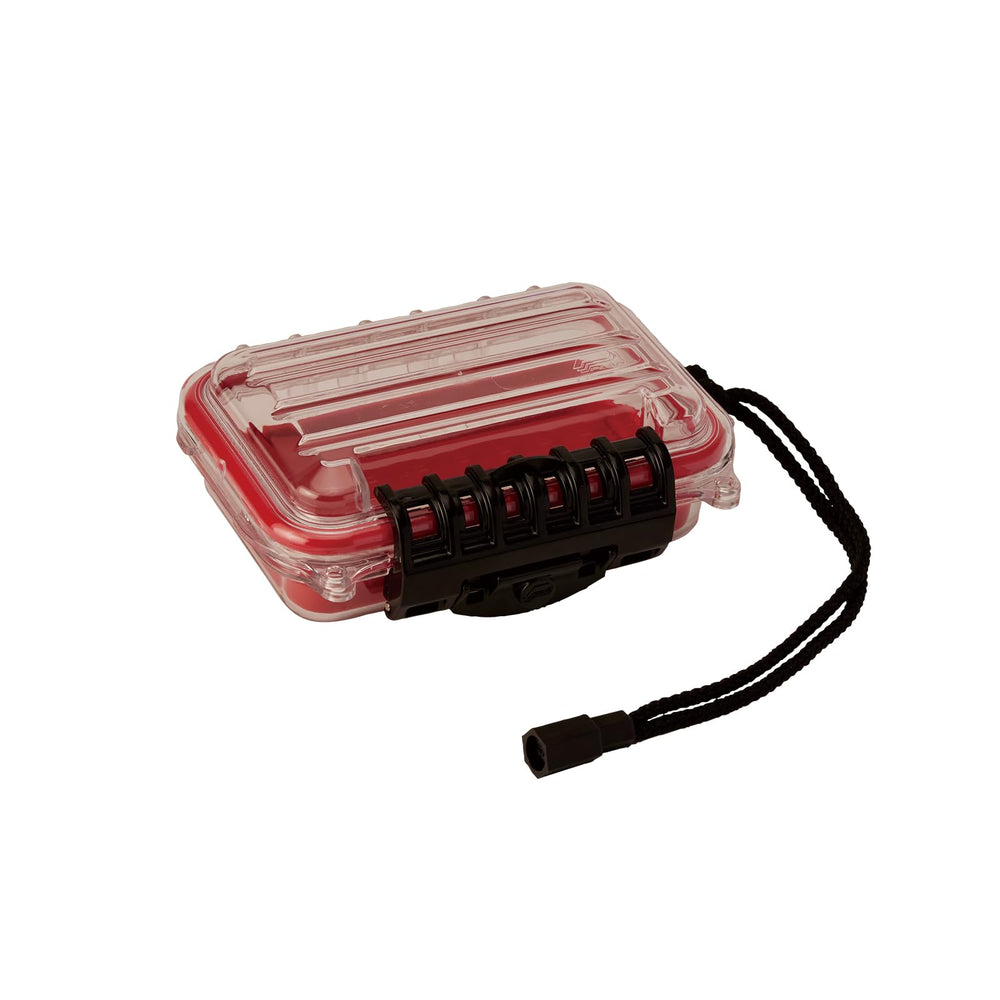 Plano Guide Series 3400 red-clear field box open keeps valuables dry
