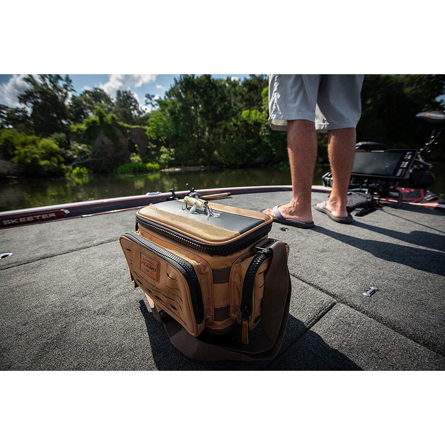 Plano Guide Series 3700 tackle bag Dimensions: 19 inches long, 11.5 inches wide, 11.25 inches high.