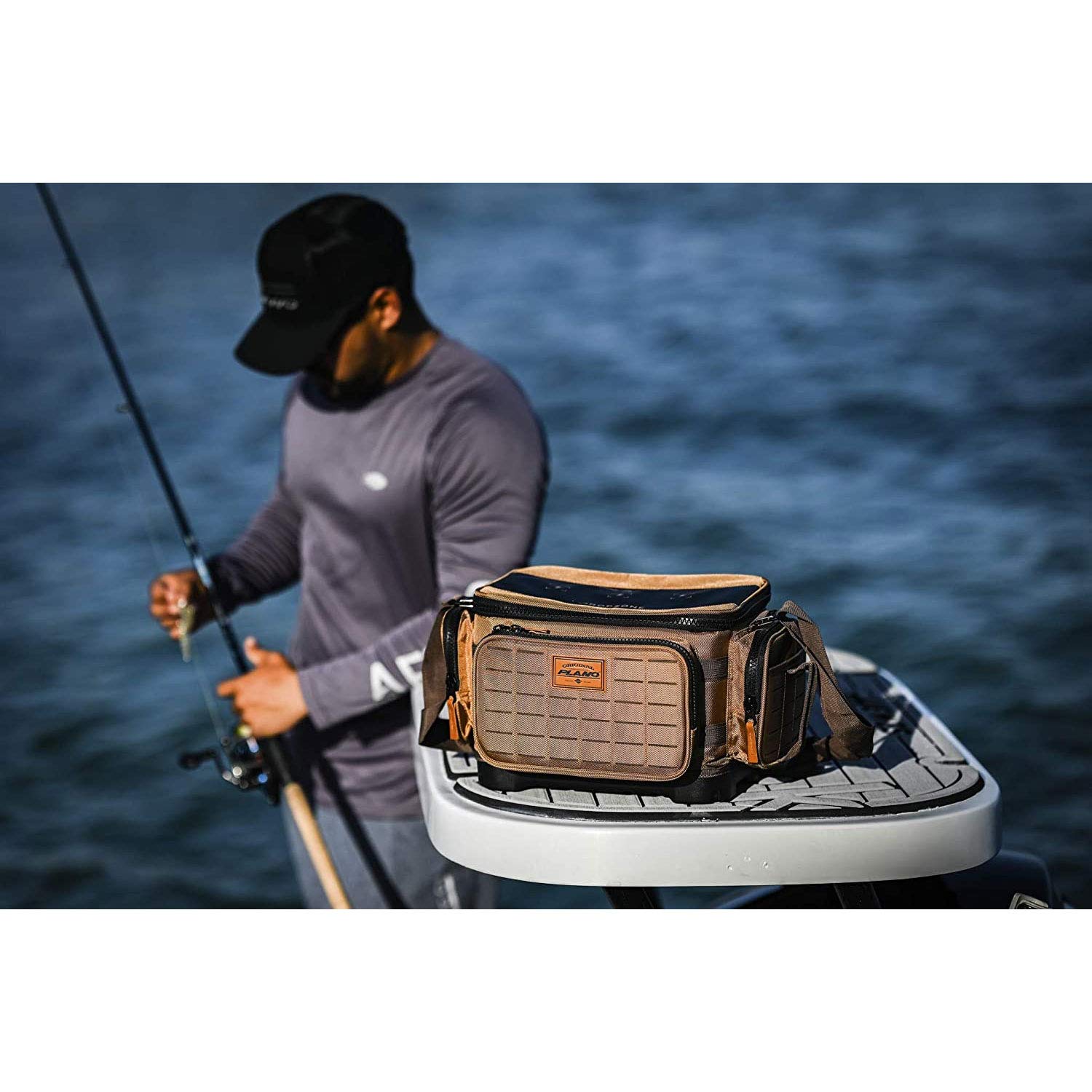 Plano Guide Series 3700 tackle bag Laser-cut MOLLE webbing for custom storage options.