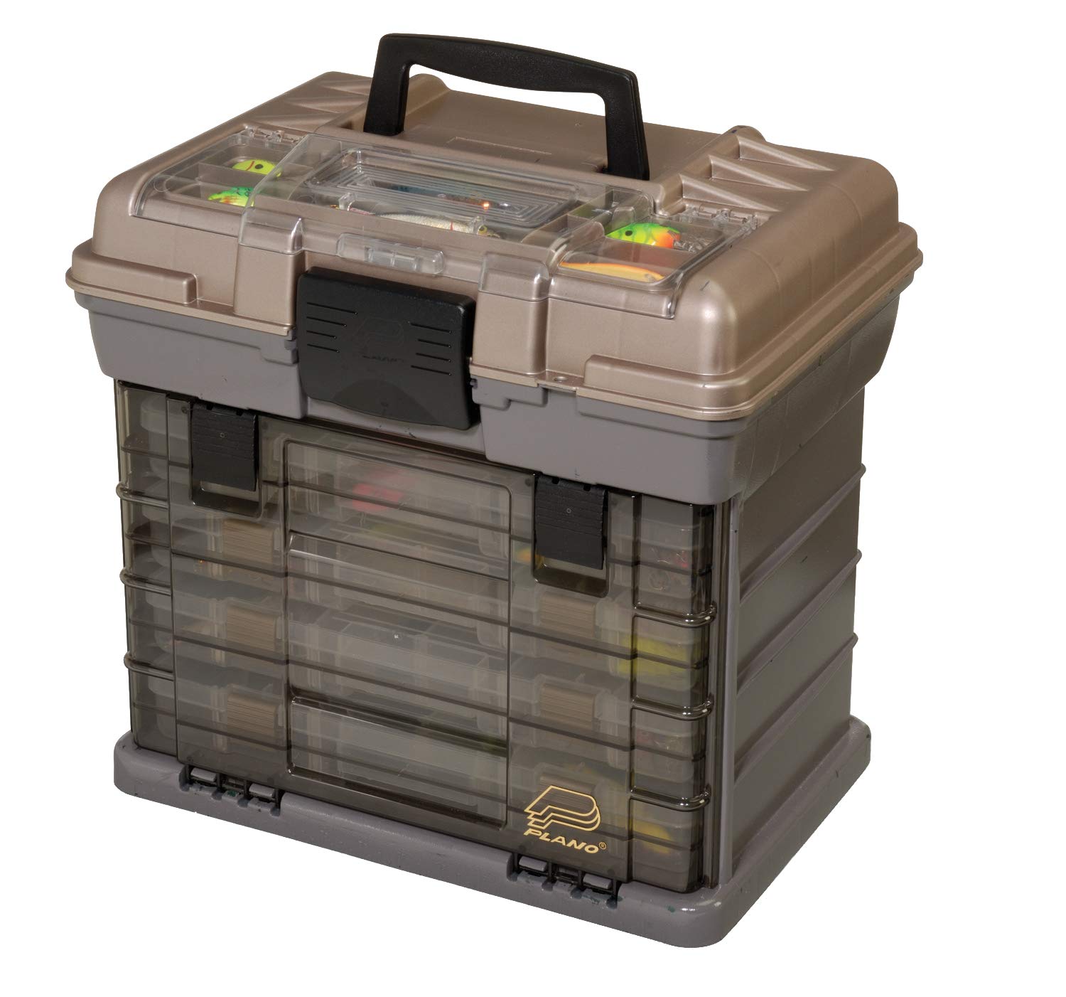 Plano Guide Series StowAway 4-by Rack System tackle box with organized gear at hand
