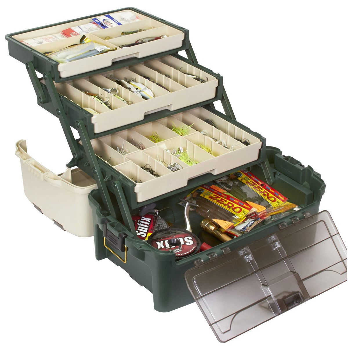 Plano Hybrid Hip Tackle System front view shows organized lure storage for quick access.