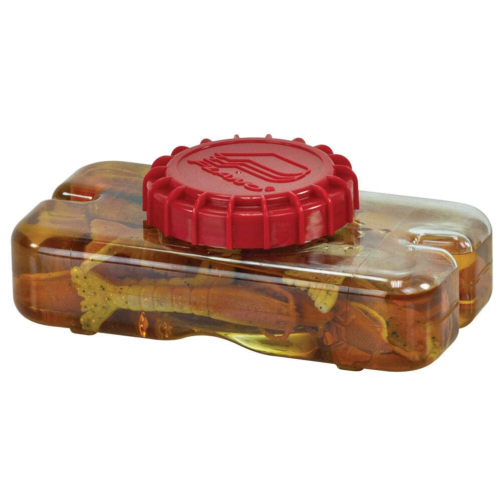Plano Liqua bait storage bottle and grabber, clear view for quick access and organized tackle.