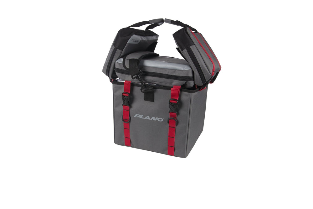 Plano PLAB88140 kayak crate soft bag grey in use for organized tackle on the water.