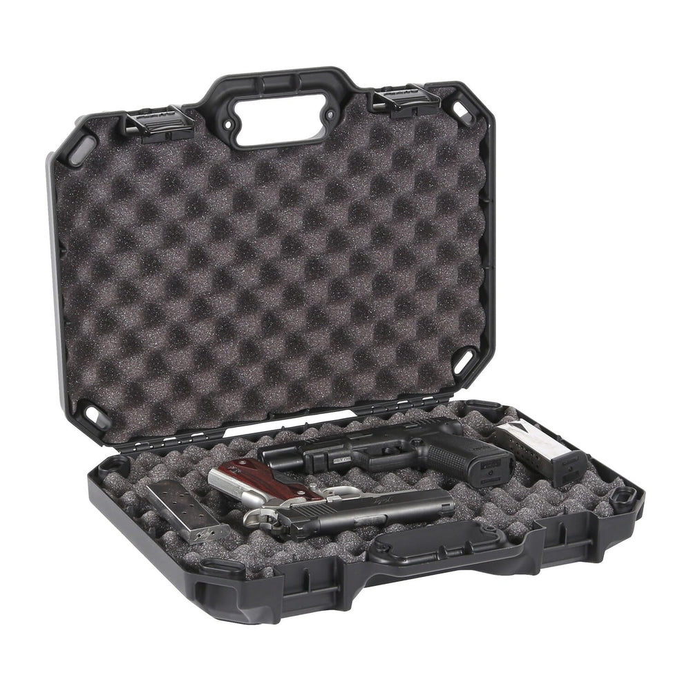 Interior with high-density foam hugging pistols to prevent movement in Plano Tactical Pistol Case 1071800 Black