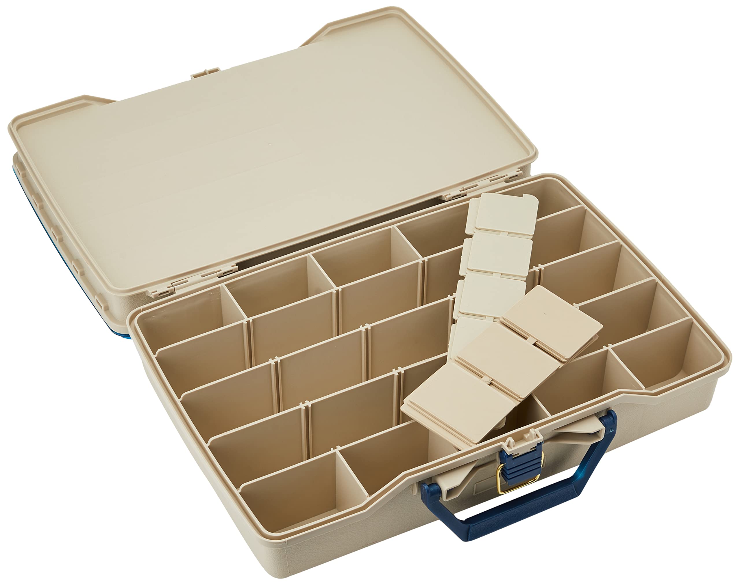 Plano Two Level Satchel brass latches provide sturdy closure during transport