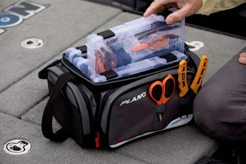 Plano under-seat storage keeps the tackle case neatly tucked away on boats